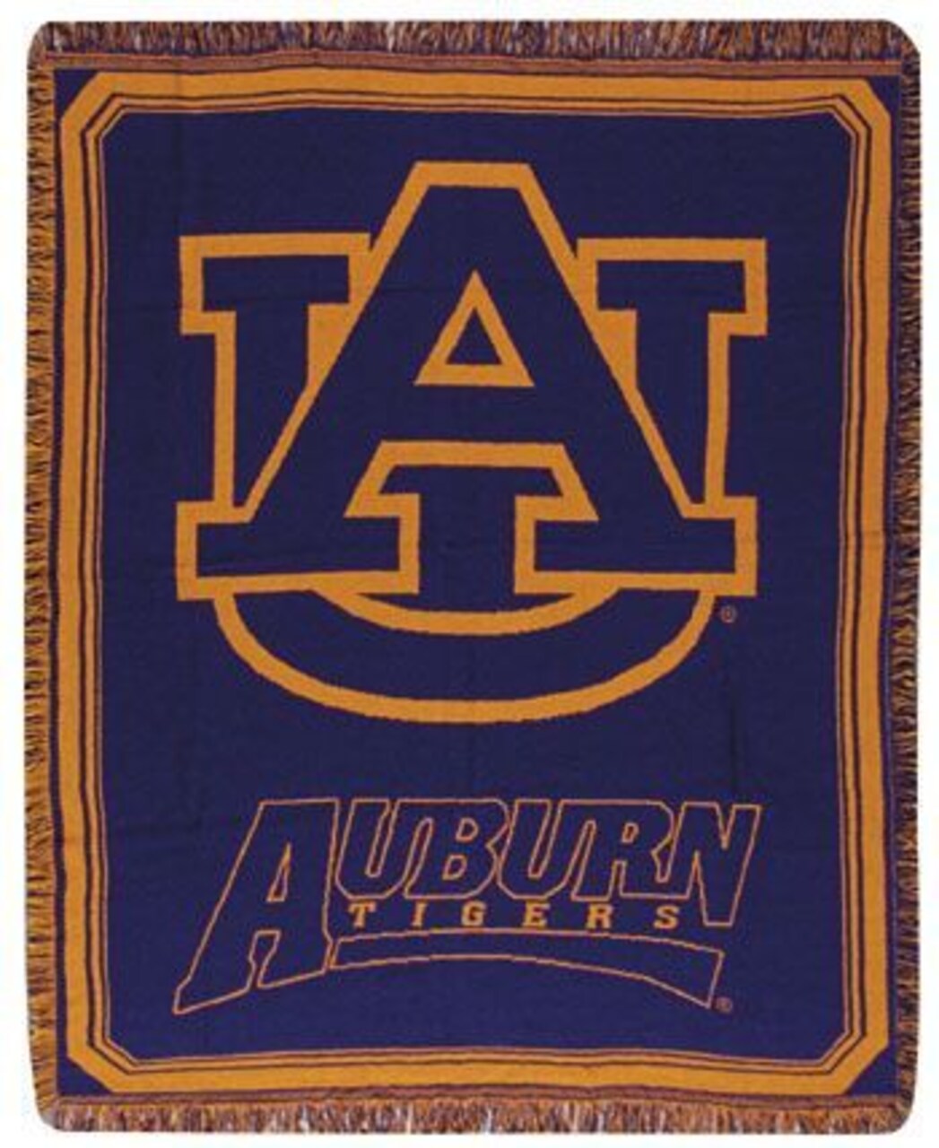 Simply Home Navy Blue and Orange Auburn University Tigers Afghan Throw Blanket 48" x 60"
